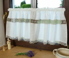 Lněná vitrážková záclonka výška 40 cm